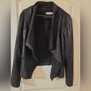 Calvin Klein Draped Zipper Faux Leather Moto Jacket XS